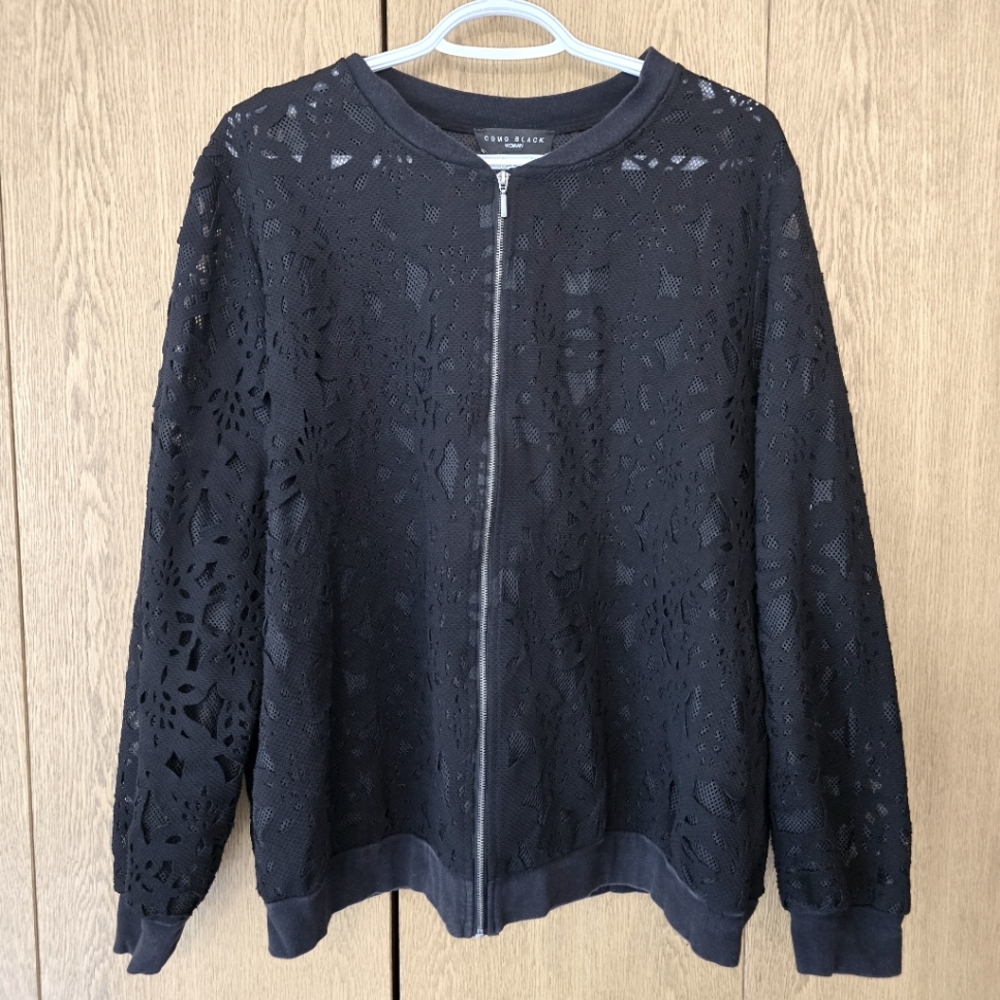 Black Applique Women's Zip-Up Jacket, EUC, Size 2x